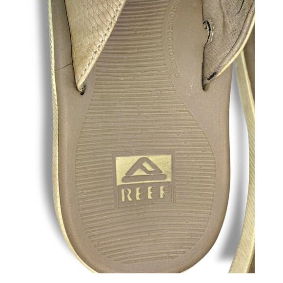 Reef Mens Sandals‎ Sz 13 Flip Flops Leather Rubber Tan Comfort Support Santa Ana - Picture 3 of 9
